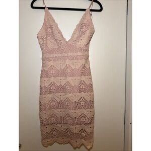 Ark & Co Pink Blush Lace Crochet Scallop Edge Cocktail Dress NWT!